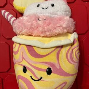 Swirl Ice Cream Cone Plush Toy with Pink and Yellow Colors
